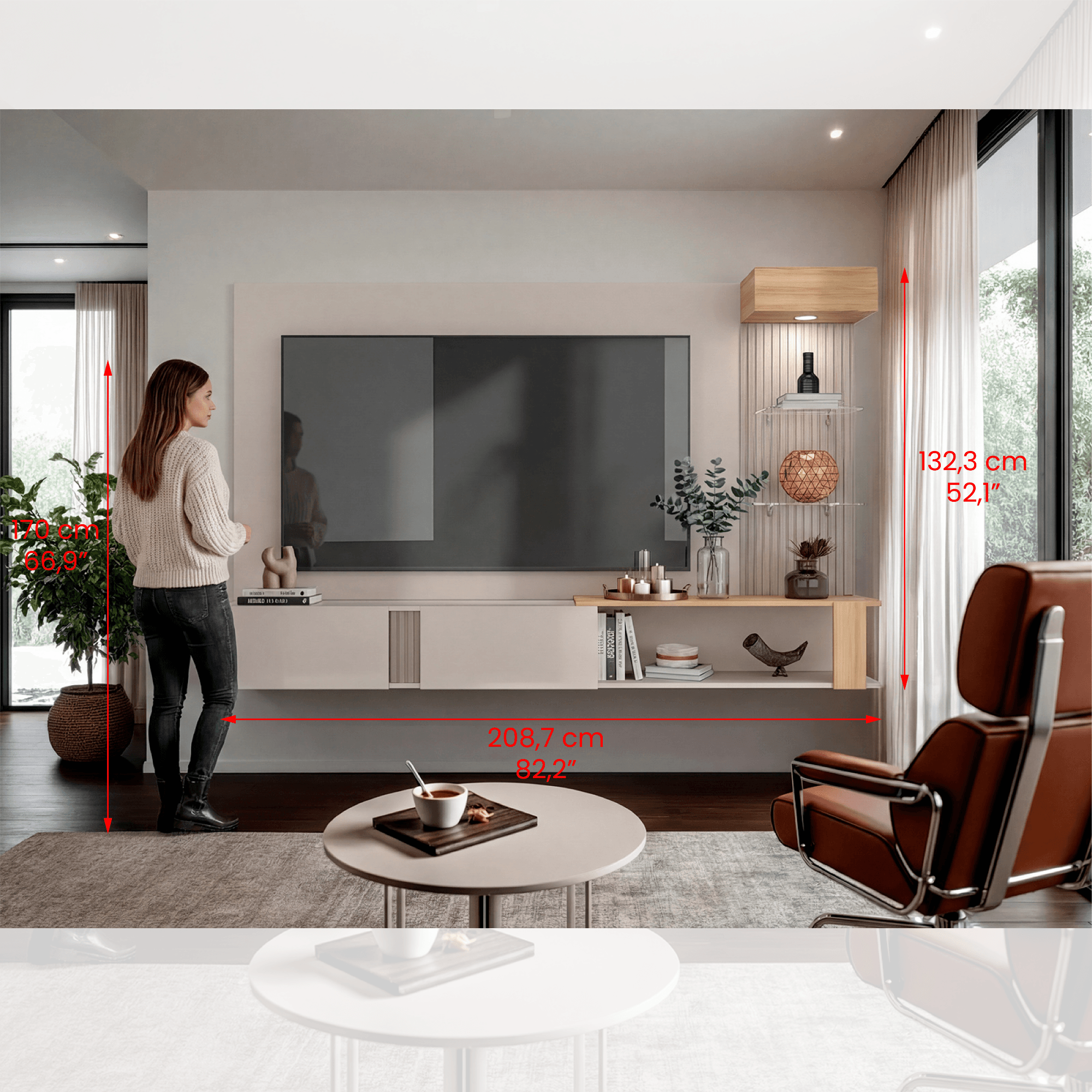 Panel de TV Isolde 132X208X734 RTA Capri Fresno